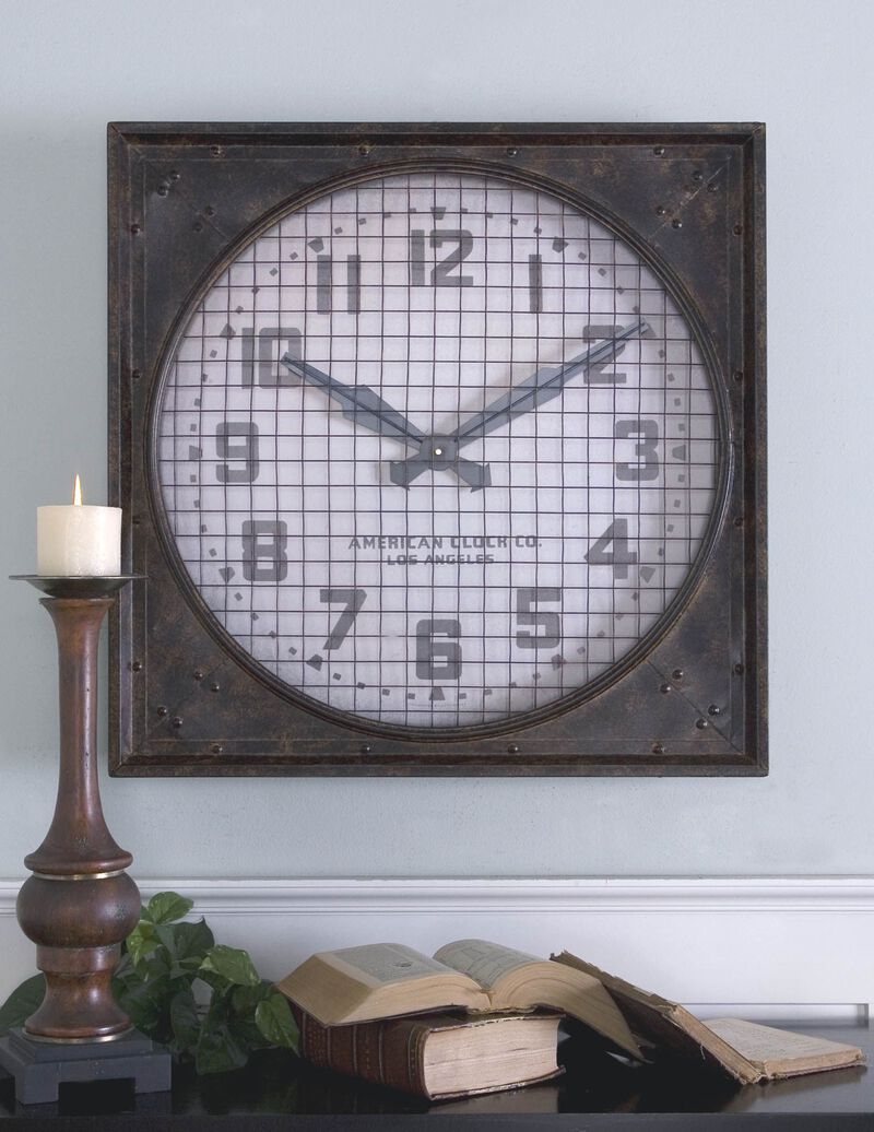 Uttermost Warehouse Wall Clock W/ Grill image number 2